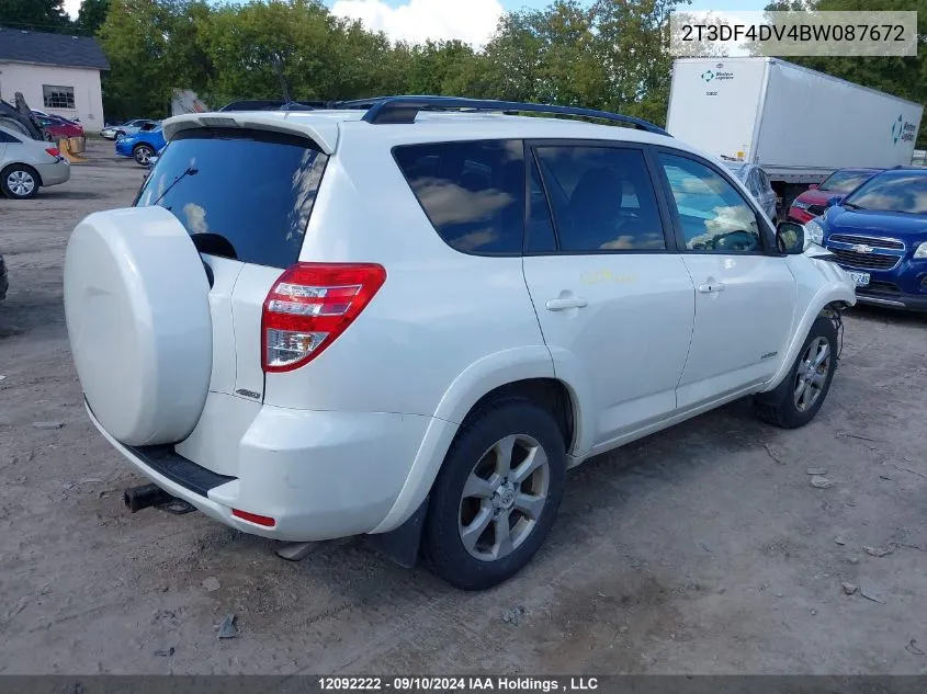 2011 Toyota Rav4 Limited VIN: 2T3DF4DV4BW087672 Lot: 12092222