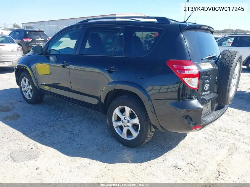 2T3YK4DV0CW017245 2012 Toyota Rav4 Limited V6