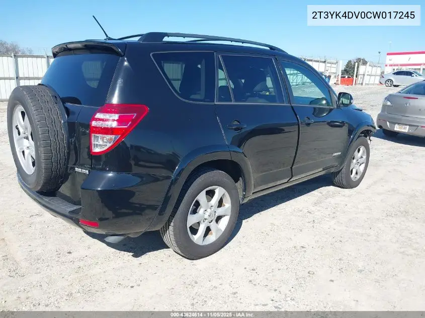 2T3YK4DV0CW017245 2012 Toyota Rav4 Limited V6