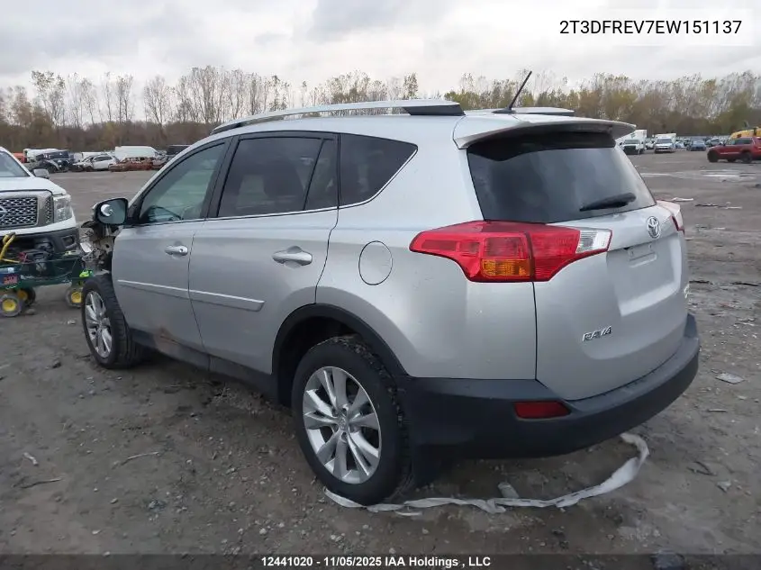 2T3DFREV7EW151137 2014 Toyota Rav4 Limited