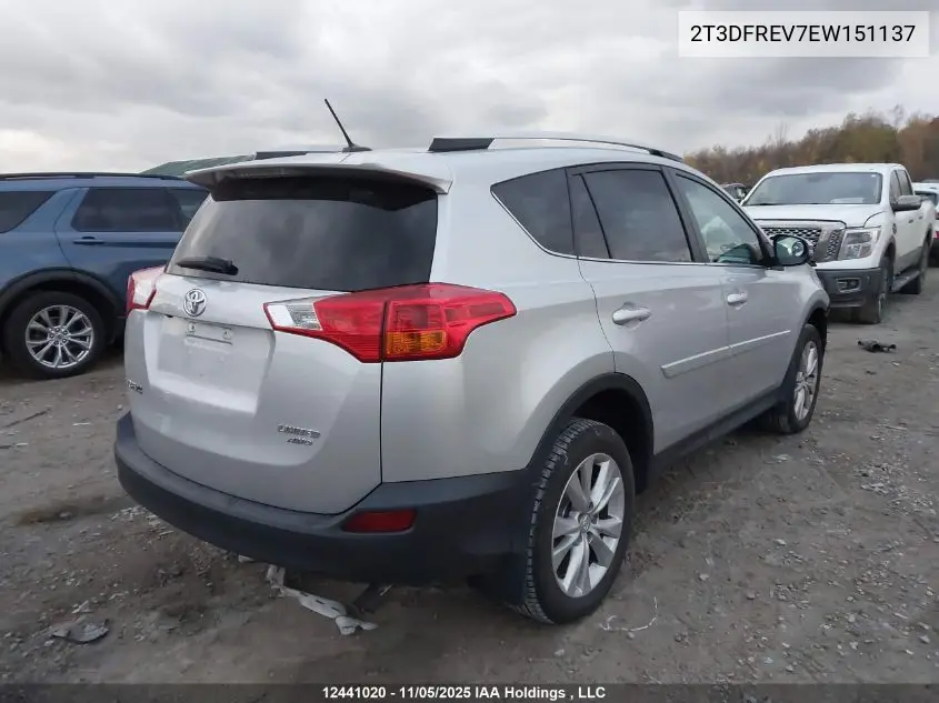 2T3DFREV7EW151137 2014 Toyota Rav4 Limited