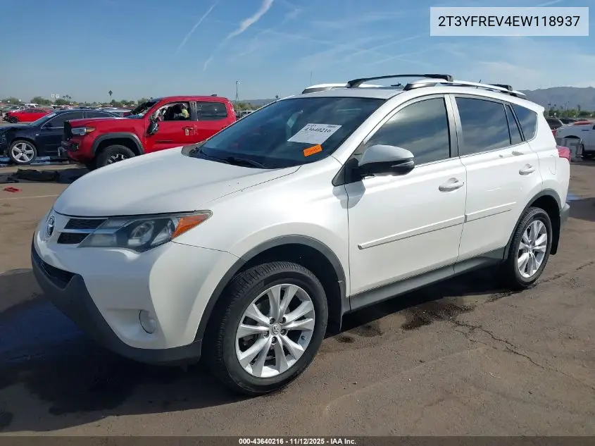 2T3YFREV4EW118937 2014 Toyota Rav4 Limited