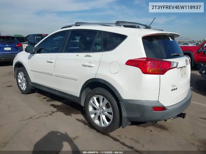2T3YFREV4EW118937 2014 Toyota Rav4 Limited