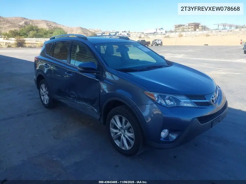 2T3YFREVXEW078668 2014 Toyota Rav4 Limited