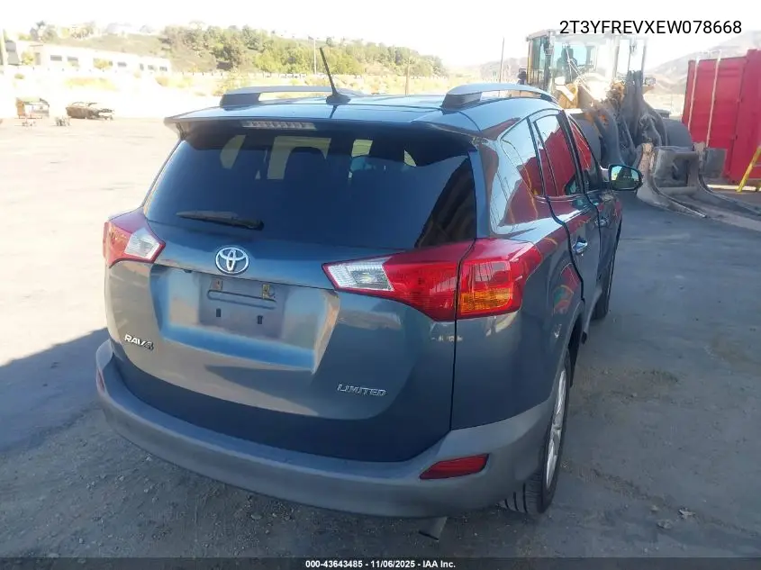 2T3YFREVXEW078668 2014 Toyota Rav4 Limited