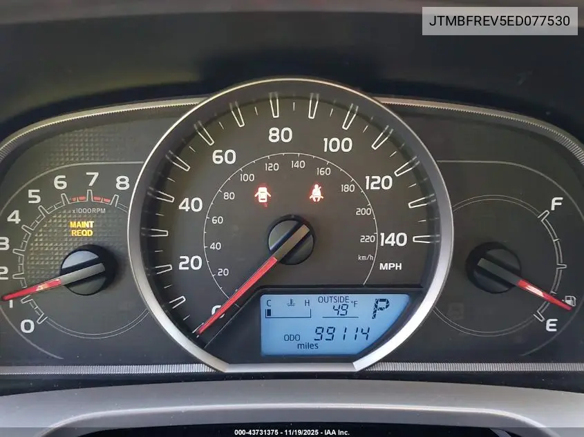JTMBFREV5ED077530 2014 Toyota Rav4 Le
