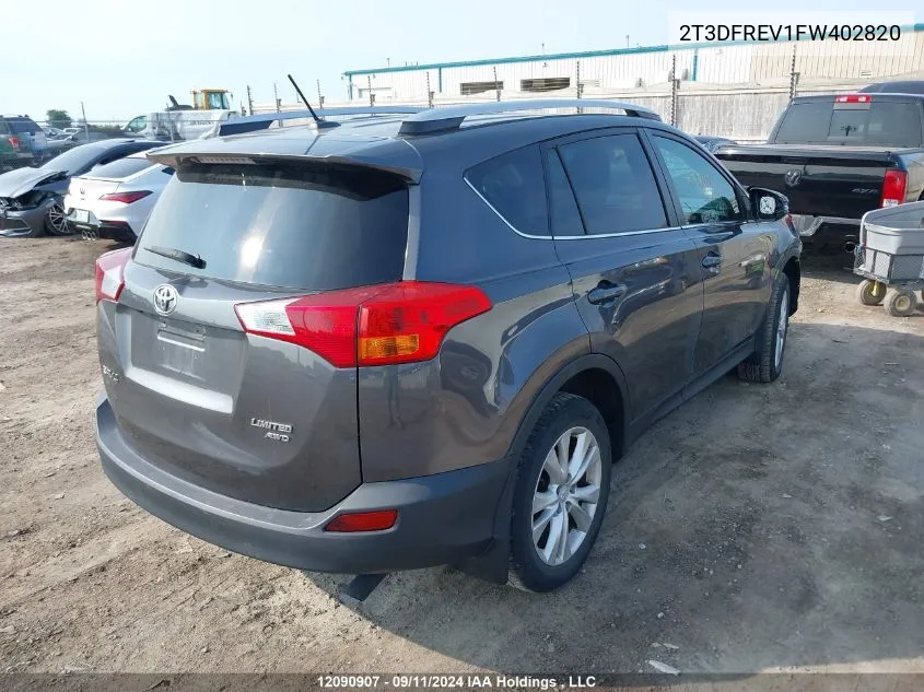 2T3DFREV1FW402820 2015 Toyota Rav4 Limited