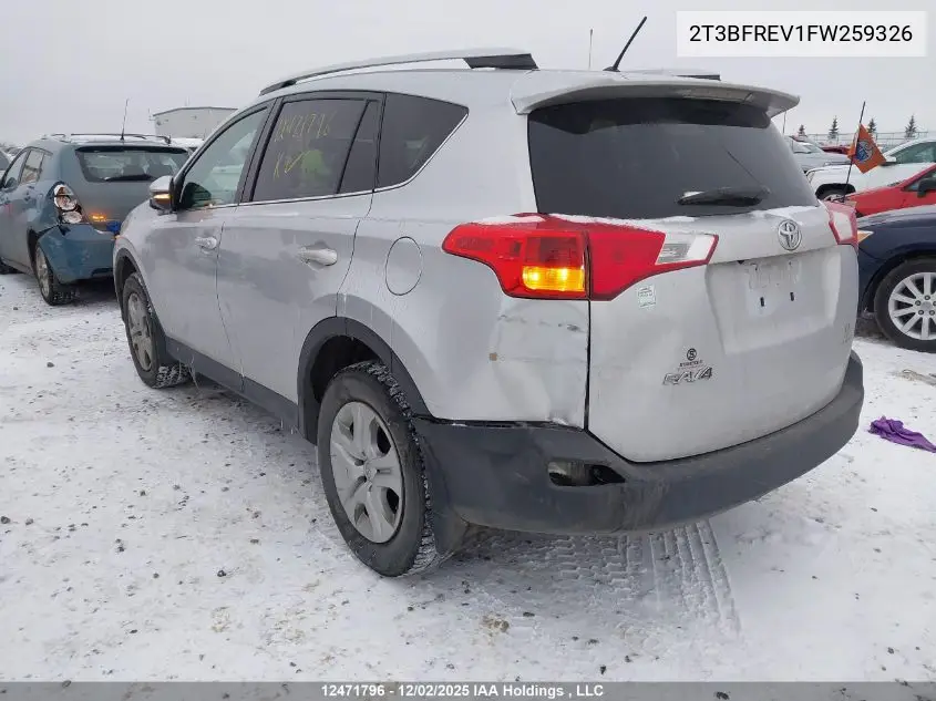 2T3BFREV1FW259326 2015 Toyota Rav4 Le