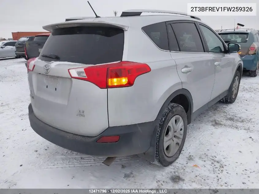 2T3BFREV1FW259326 2015 Toyota Rav4 Le