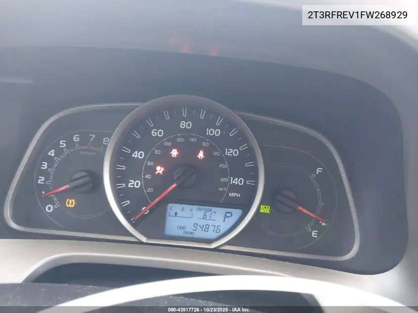 2T3RFREV1FW268929 2015 Toyota Rav4 Xle