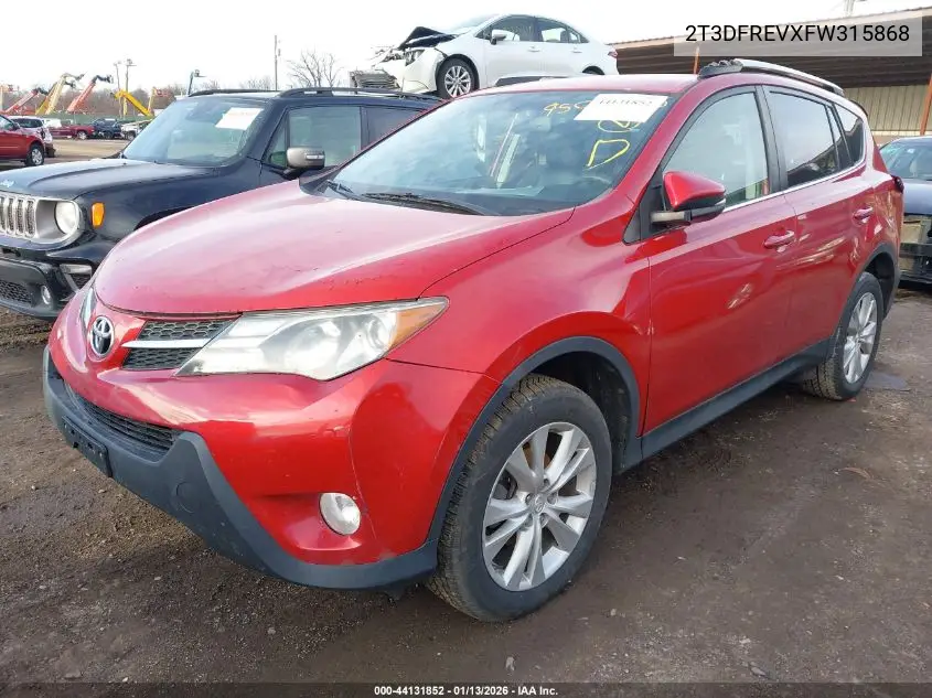 2T3DFREVXFW315868 2015 Toyota Rav4 Limited