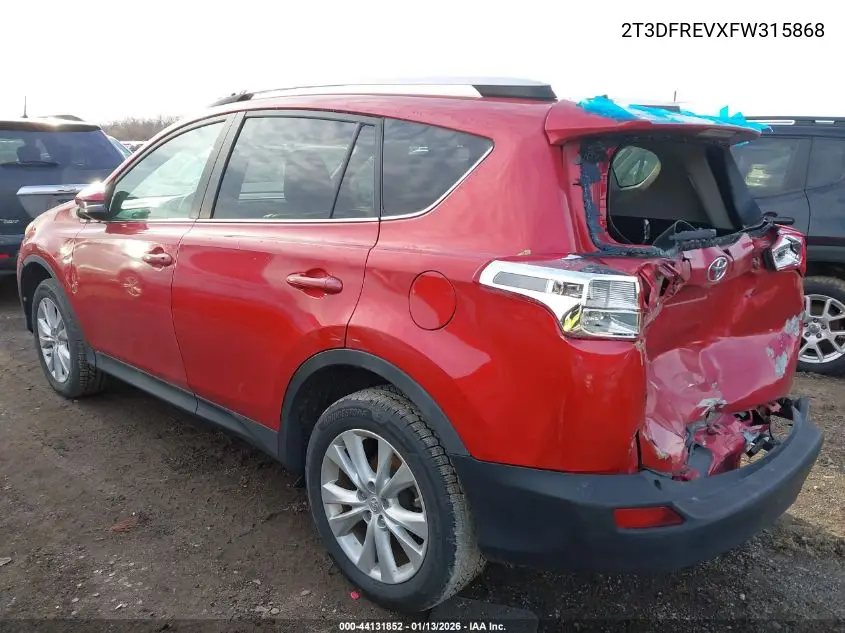 2T3DFREVXFW315868 2015 Toyota Rav4 Limited