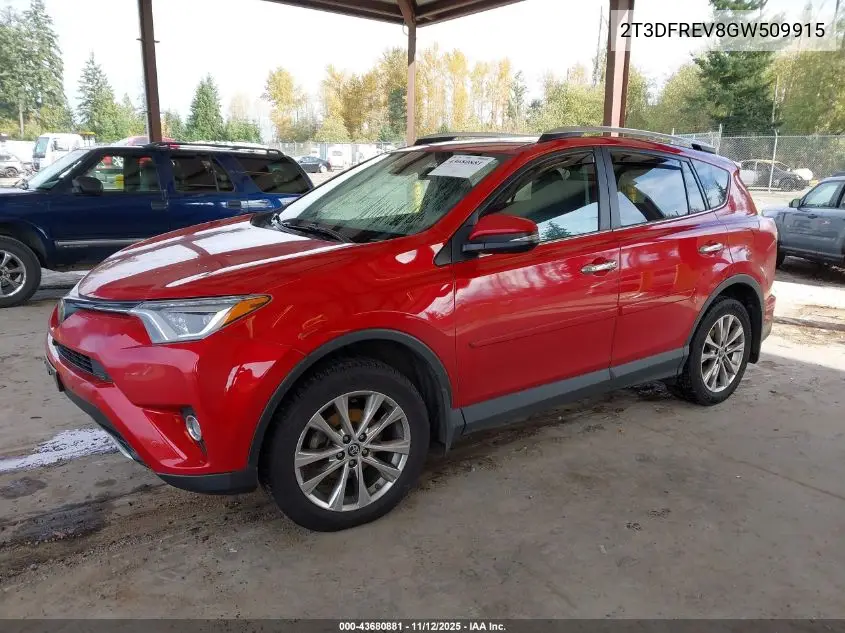 2T3DFREV8GW509915 2016 Toyota Rav4 Limited
