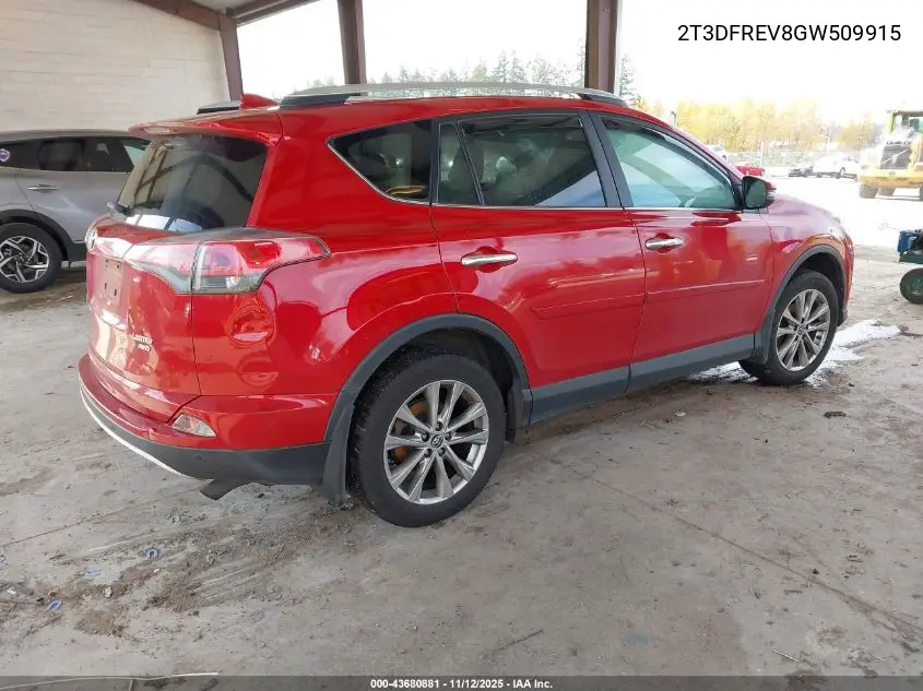 2T3DFREV8GW509915 2016 Toyota Rav4 Limited