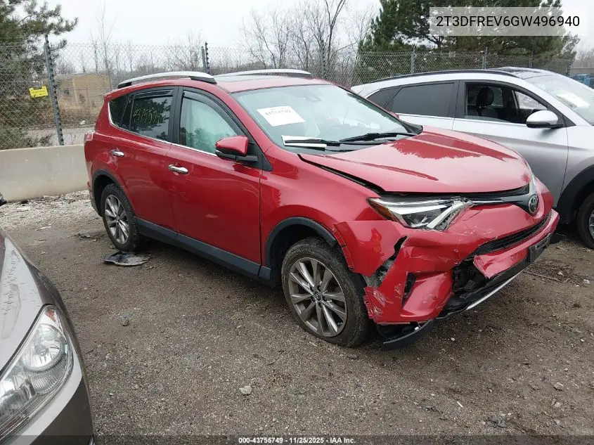 2T3DFREV6GW496940 2016 Toyota Rav4 Limited