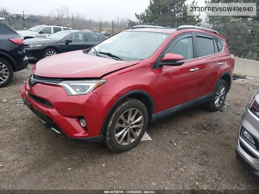 2T3DFREV6GW496940 2016 Toyota Rav4 Limited