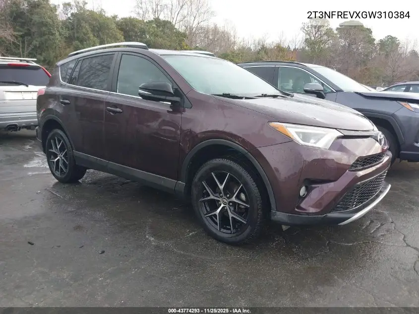 2T3NFREVXGW310384 2016 Toyota Rav4 Se