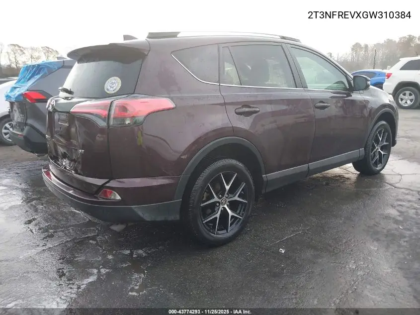 2T3NFREVXGW310384 2016 Toyota Rav4 Se