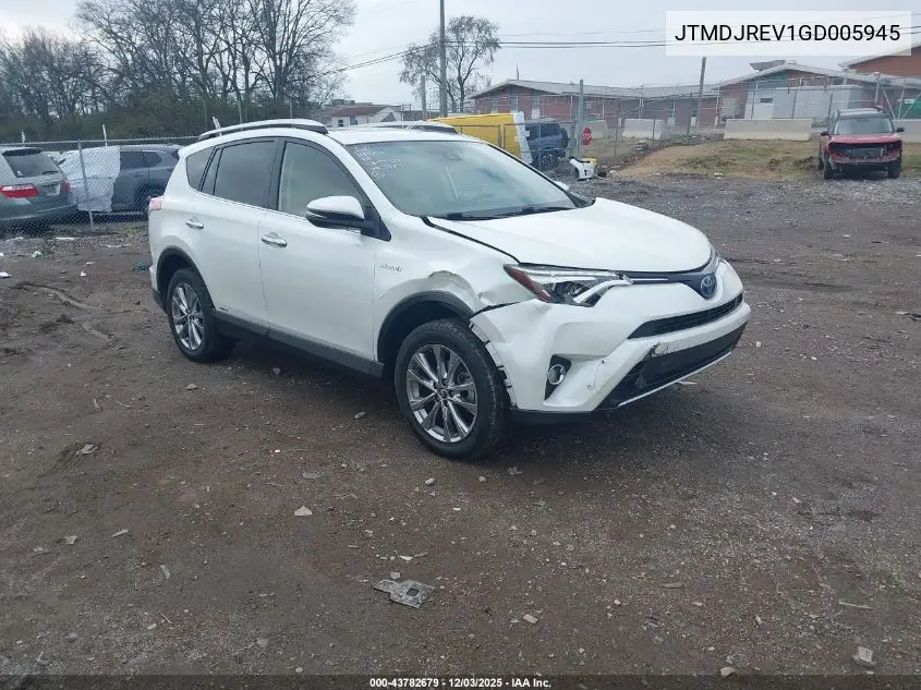 JTMDJREV1GD005945 2016 Toyota Rav4 Hybrid Limited