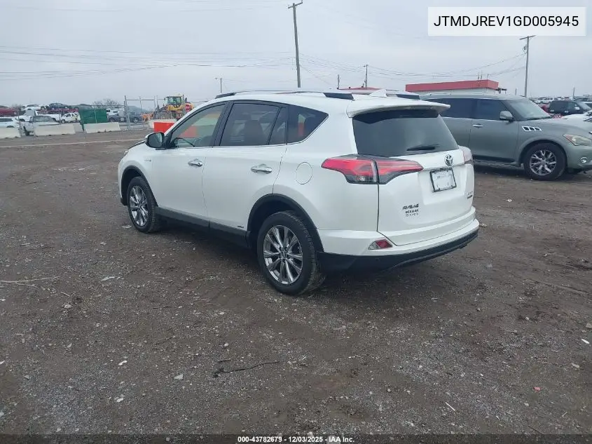JTMDJREV1GD005945 2016 Toyota Rav4 Hybrid Limited