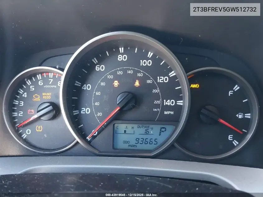 2T3BFREV5GW512732 2016 Toyota Rav4 Le