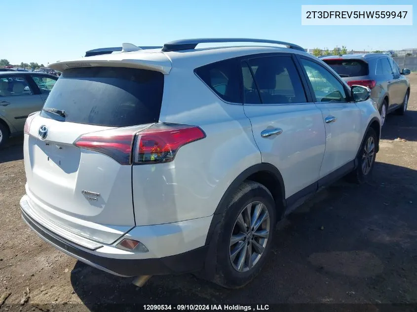 2017 Toyota Rav4 Limited/Se/Platinum VIN: 2T3DFREV5HW559947 Lot: 12090534