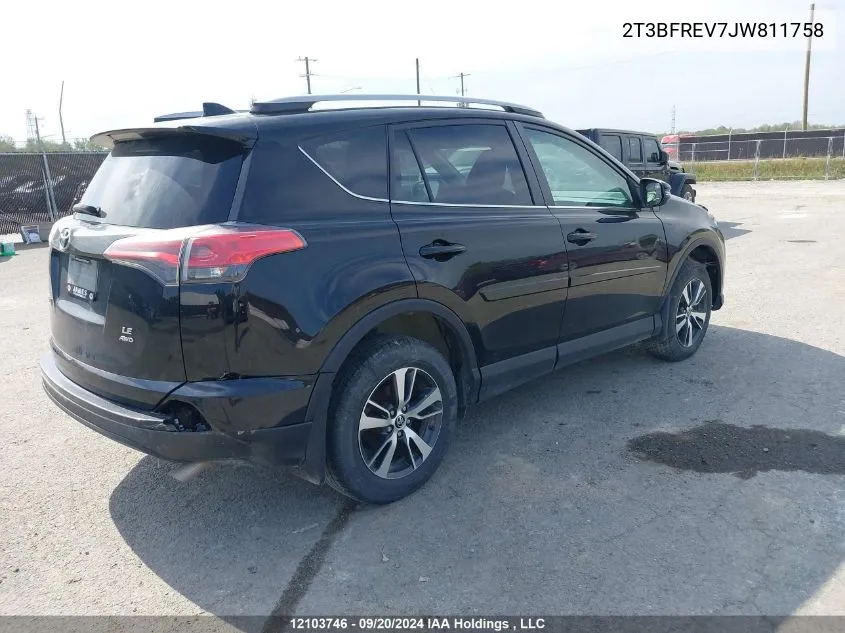 2018 Toyota Rav4 Le VIN: 2T3BFREV7JW811758 Lot: 12103746