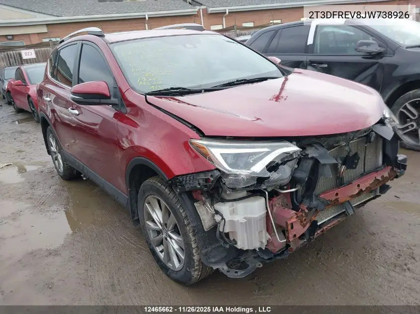 2T3DFREV8JW738926 2018 Toyota Rav4 Limited