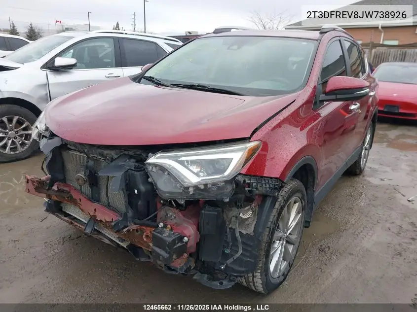 2T3DFREV8JW738926 2018 Toyota Rav4 Limited