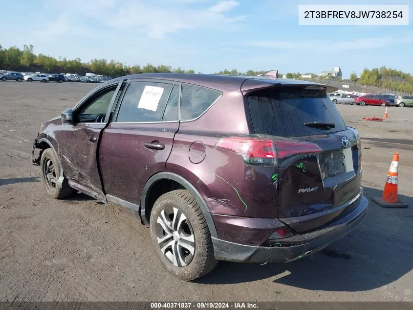 2018 Toyota Rav4 Le VIN: 2T3BFREV8JW738254 Lot: 40371837
