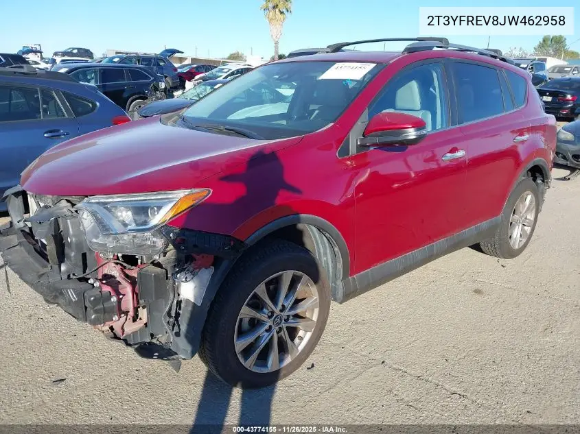 2T3YFREV8JW462958 2018 Toyota Rav4 Limited
