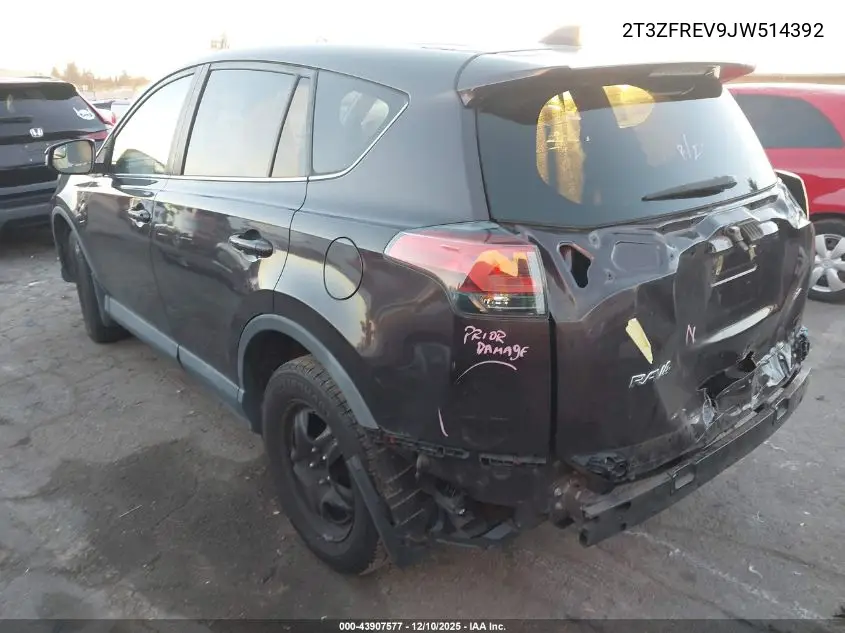 2T3ZFREV9JW514392 2018 Toyota Rav4 Le