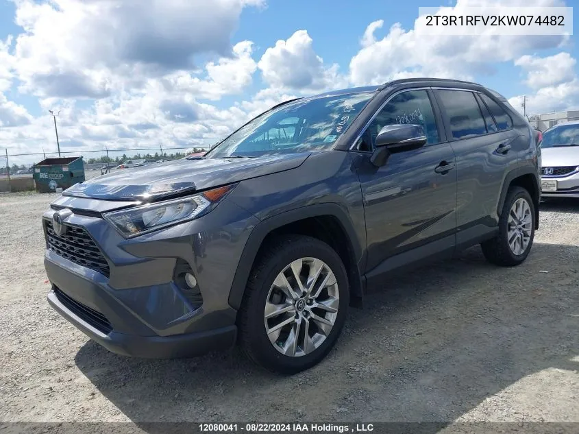 2019 Toyota Rav4 Xle/Xle Premium VIN: 2T3R1RFV2KW074482 Lot: 12080041