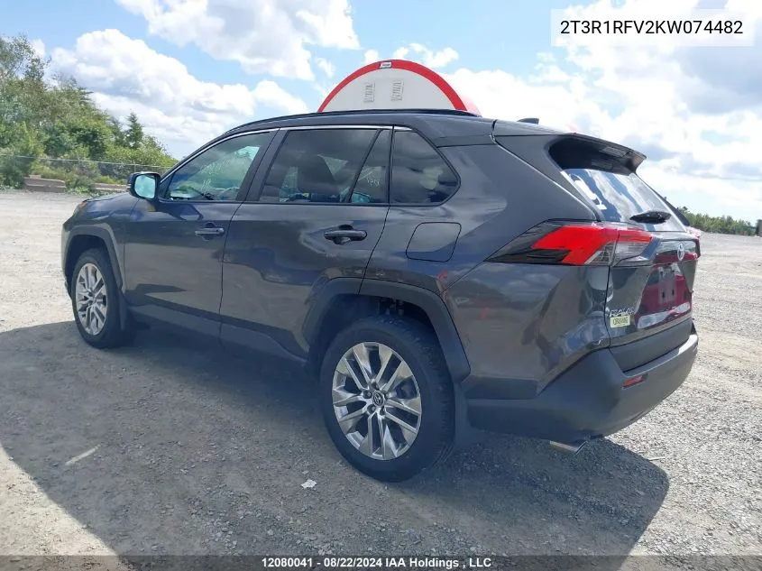 2019 Toyota Rav4 Xle/Xle Premium VIN: 2T3R1RFV2KW074482 Lot: 12080041