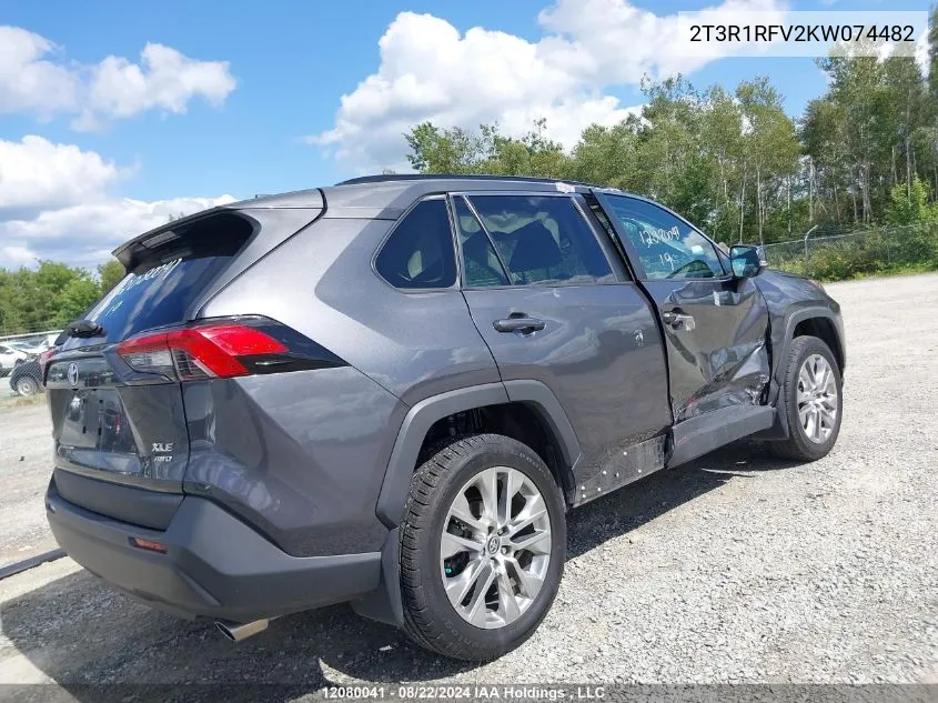 2019 Toyota Rav4 Xle/Xle Premium VIN: 2T3R1RFV2KW074482 Lot: 12080041