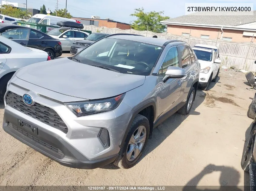 2019 Toyota Rav4 Le VIN: 2T3BWRFV1KW024000 Lot: 12103187