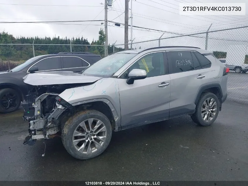 2019 Toyota Rav4 Limited VIN: 2T3D1RFV4KC013730 Lot: 12103818