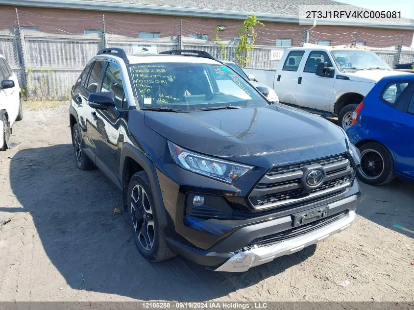 2T3J1RFV4KC005081 2019 Toyota Rav4 Trail