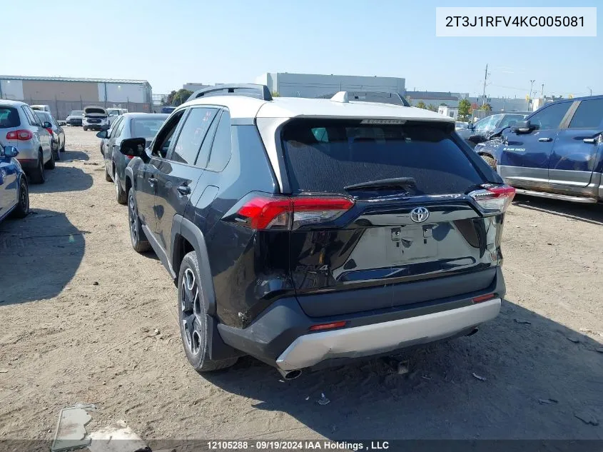 2019 Toyota Rav4 Trail VIN: 2T3J1RFV4KC005081 Lot: 12105288