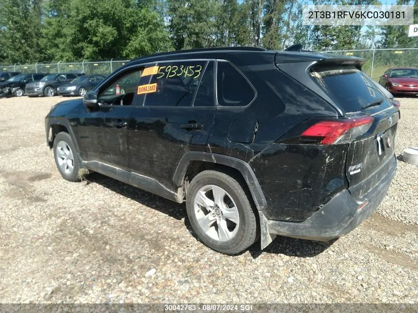 2019 Toyota Rav4 Le VIN: 2T3B1RFV6KC030181 Lot: 30042783