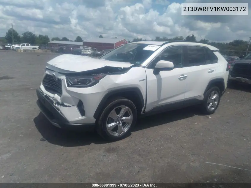 2T3DWRFV1KW003172 2019 Toyota Rav4 Hybrid Limited