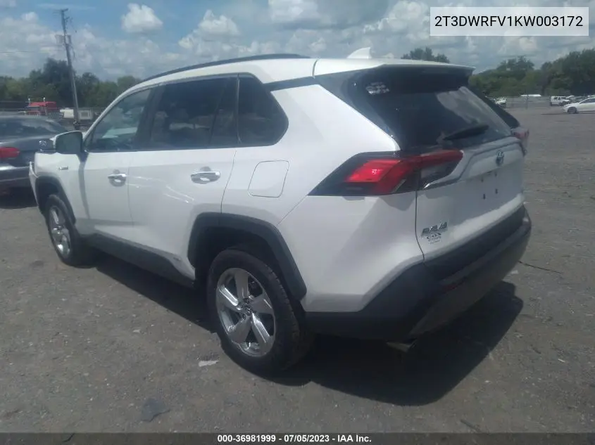 2T3DWRFV1KW003172 2019 Toyota Rav4 Hybrid Limited