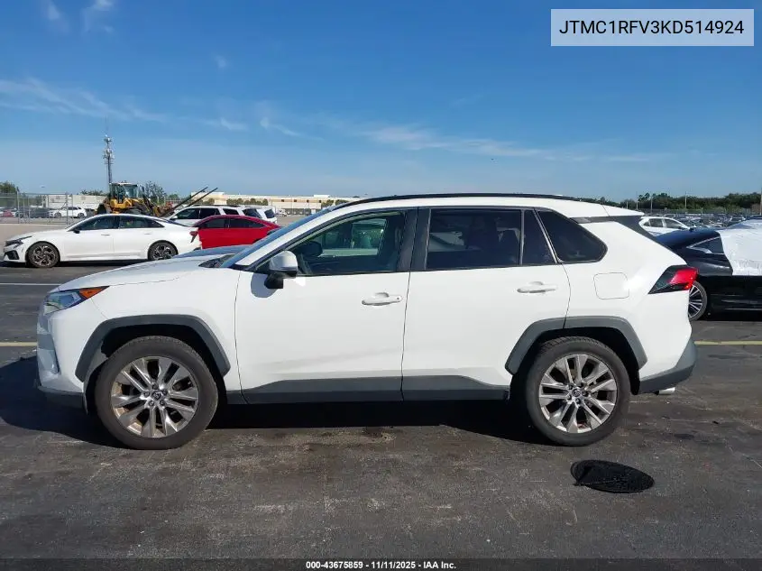 JTMC1RFV3KD514924 2019 Toyota Rav4 Xle Premium