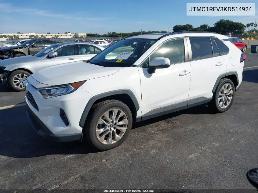JTMC1RFV3KD514924 2019 Toyota Rav4 Xle Premium