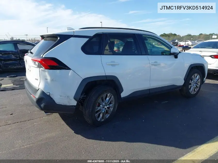 JTMC1RFV3KD514924 2019 Toyota Rav4 Xle Premium