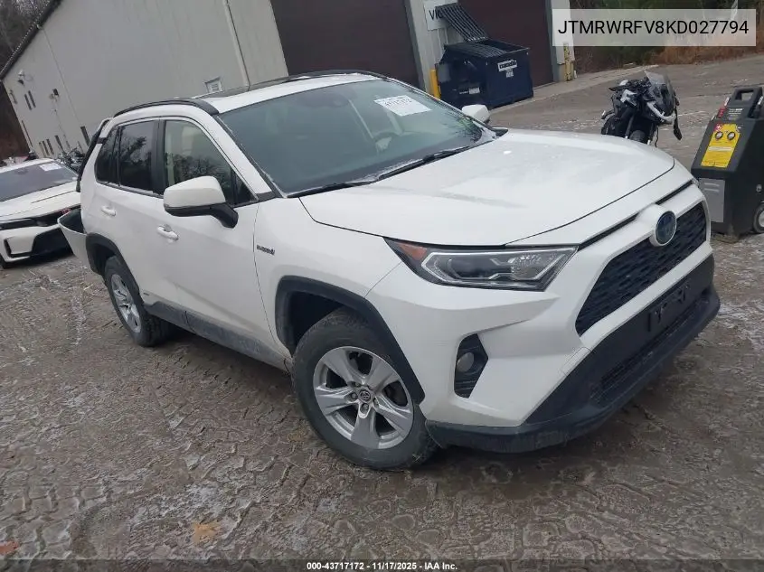 JTMRWRFV8KD027794 2019 Toyota Rav4 Hybrid Xle