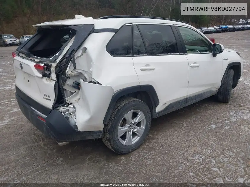 JTMRWRFV8KD027794 2019 Toyota Rav4 Hybrid Xle