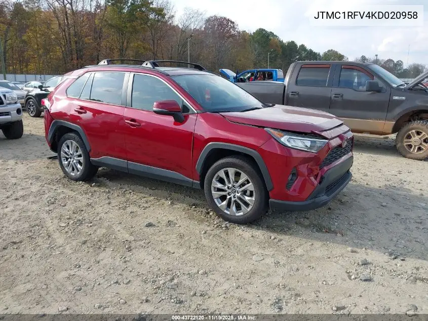 JTMC1RFV4KD020958 2019 Toyota Rav4 Xle Premium