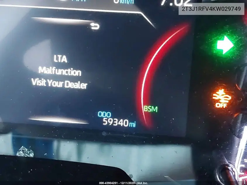 2T3J1RFV4KW029749 2019 Toyota Rav4 Adventure