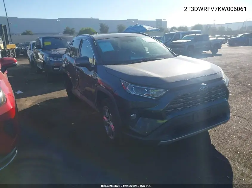 2T3DWRFV7KW006061 2019 Toyota Rav4 Hybrid Limited